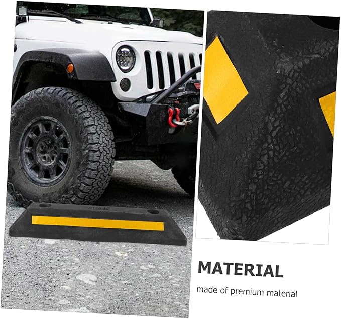 Parking Block Garage Car Stopper Reflective Stripes Heavy Duty Vehicle Stop Aid for Driveway and Rv Easy to Install Tire Stops for Garage Floor