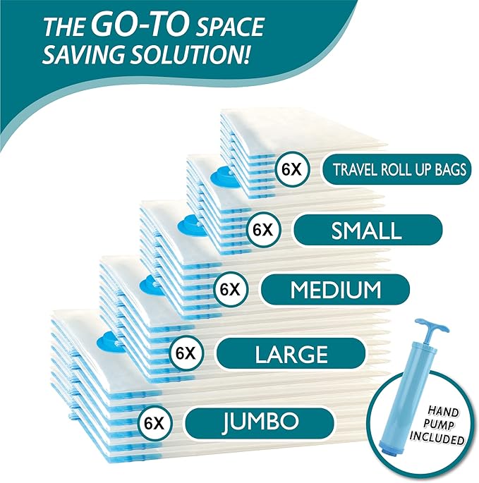 Cozy Essential Vacuum Storage Bags, 80% Compression Vacuum Seal Space Saver Plastic Packaging Bags for Clothes, Blankets, Pil