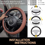 PINCTROT Nappa Leather Steering Wheel Cover, Slim Fit No Bulk Design, One Piece Leather with Breathable Perforation, Fit Like