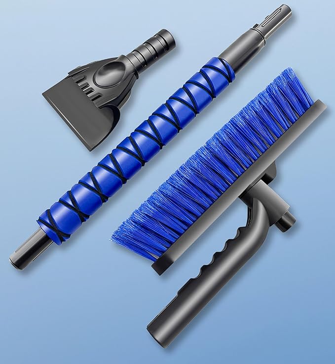39" Extendable Snow Brush with Ice Scraper & Squeegee for Car Windshield,Rotating Auto Snow Brush with Foam Grip,Heavy Duty Car Snow Brush and Ice Scraper Combo for Truck SUV,Blue