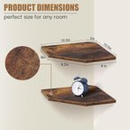 Fun Memories Corner Shelf Wall Mount, Floating Corner Shelves, Set of 2 Corner Wall Shelf Organizer, Rustic Wood Wall Storage