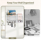 FifthQuarter Key Holder for Wall: Easy Mounted Key Rack and Mail Organizer with Store Shelf and Four Sturdy Keys Hooks Decor 