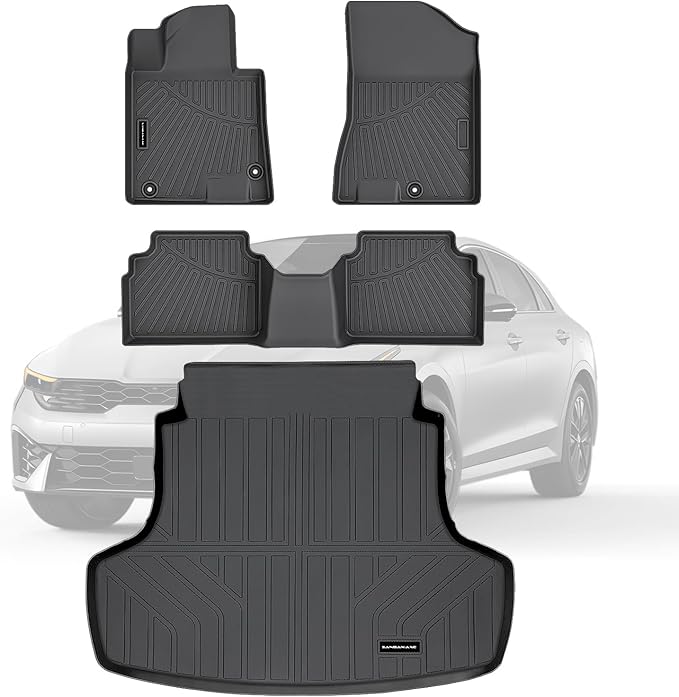 TPE Floor Mats for 2021-2026 Kia K5 (Only FWD Models) Sonata Hybrid 2020-2026 All Weather Car Floor Liners Fit Hyundai Sonata Accessories Black