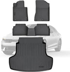 TPE Floor Mats for 2021-2026 Kia K5 (Only FWD Models) Sonata Hybrid 2020-2026 All Weather Car Floor Liners Fit Hyundai Sonata Accessories Black