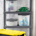 Sterilite 6-Pack ShelfTote, Clear Plastic Storage Bins with Lids, 25 Quart, Gray - Stackable Organizing Container Boxes for C