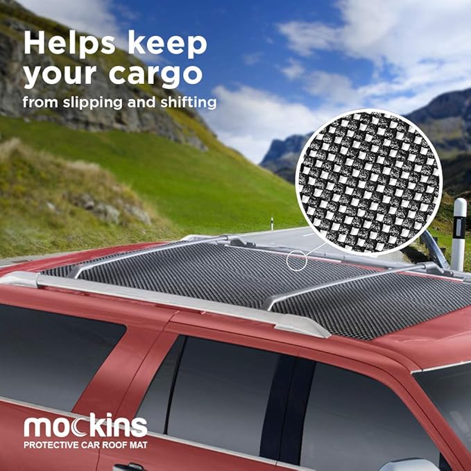Mockins 51" x 39" Anti Slip Mat for Car Rooftop Bag | Durable Soft Roof Rack Pads | Customizable Cargo Mats for Back of SUV Truck & Van | Scratch-Resistant Car Roof Mat to Keep Cargo from Slipping