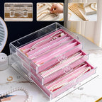 YUFONG Necklace Holder Organizer, Dustproof Necklace Box Velvet Necklace Organizer Box with Lid Clear Acrylic Dustproof Stack