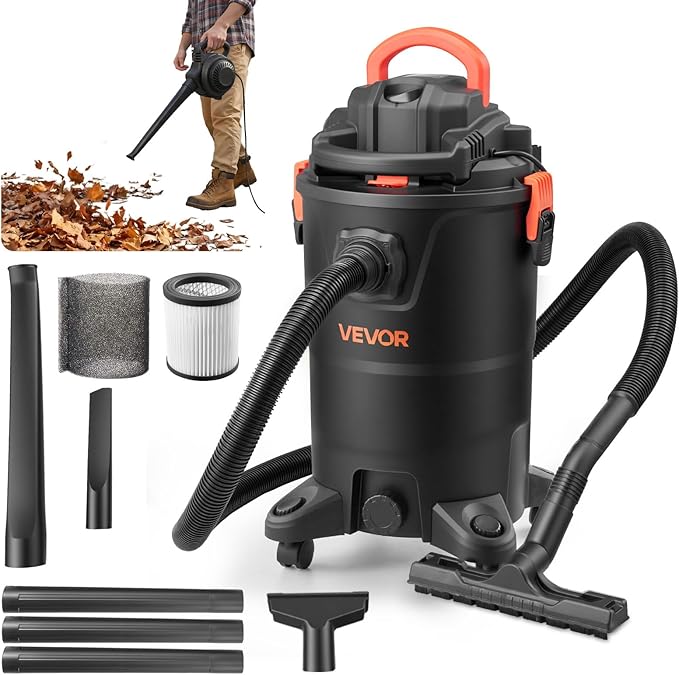VEVOR 3-in-1 Shop Vac, 8 Gallon Wet Dry Shop Vacuum, 4.5 Peak HP Portable Vacuum Cleaner with Blower, Dual-Filter, 950W Input