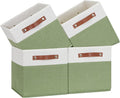 Temary Fabric Storage Bin 11x11 Cube Storage Bins for Home, 4 Pack Fabric Organizer Bins Cube Organizer Bins with Leather Han