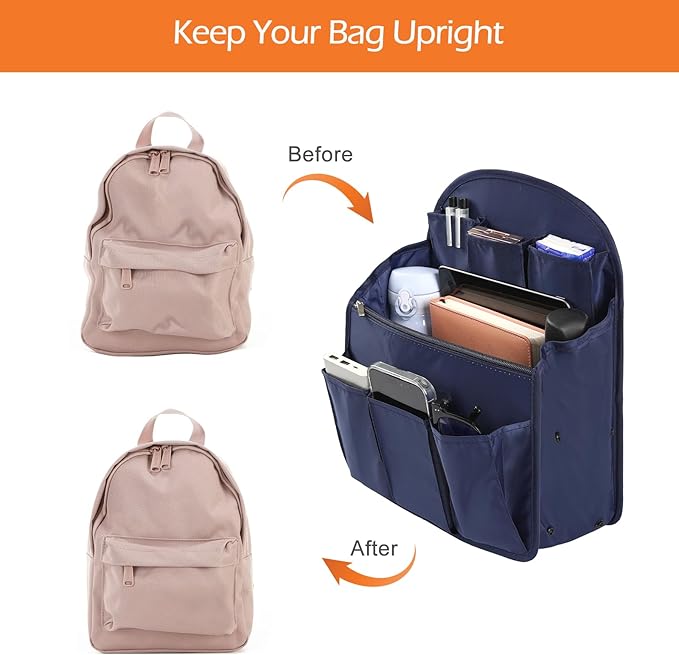 Surblue Backpack Organizer Insert Liner Hanging Travel Rucksack Purse and Handbag Insert Pocket, High-capacity Divider Foldab