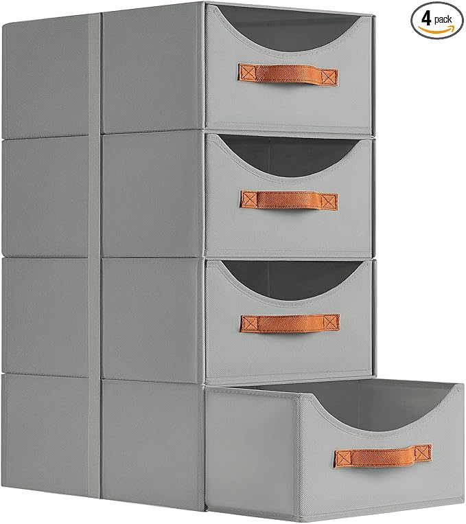 Homsorout Large Closet Organizers - Closet Storage Drawers for Clothes, Fabric Sotrage Bins with Handle, Collapsible Organize