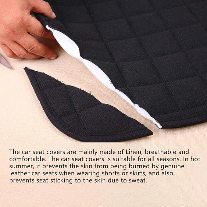 Suninbox Linen Back Car Seat Covers,Rear Car Seat Covers,Cloth Bottom Car Back Seat Cushion,Automotive Seat Protector Breatha
