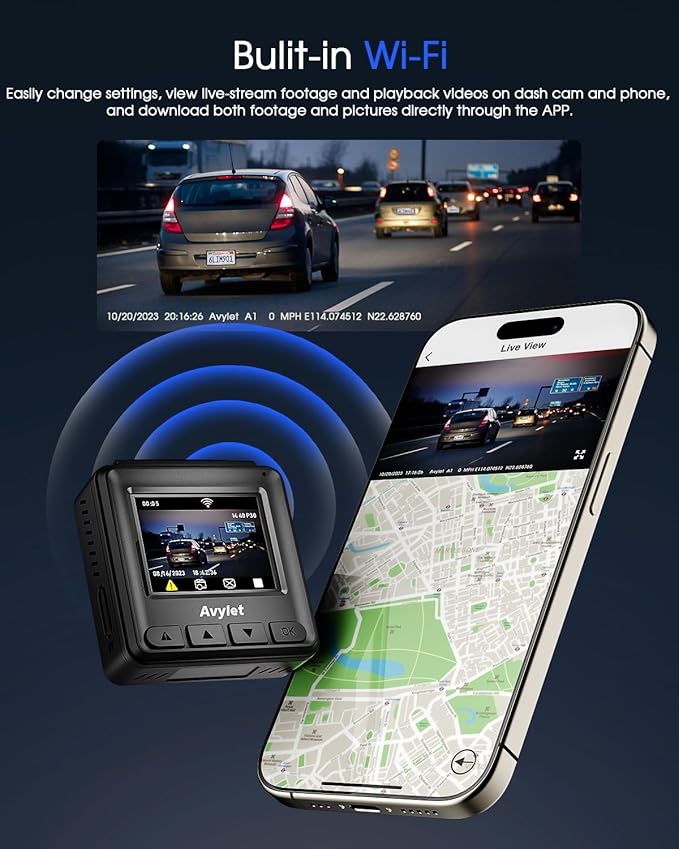Dash Cam 2K, WiFi Dashcams with APP, External GPS, 1.5'' IPS Screen, Front Dash Camera for Cars, Mini Car Camera, WDR Night V