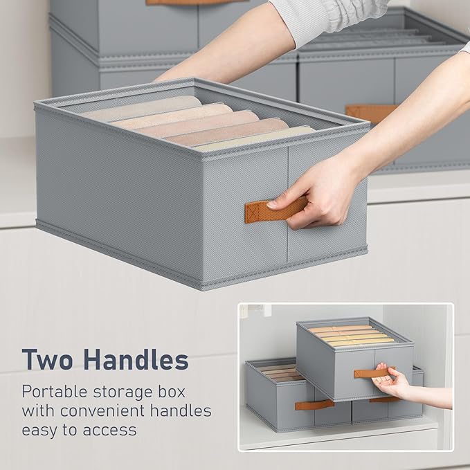 DIMJ Large Wardrobe Clothes Organizer - 8 Packs Fabric Closet Storage Organizer with Handles, Foldable Closet Organizers Divi