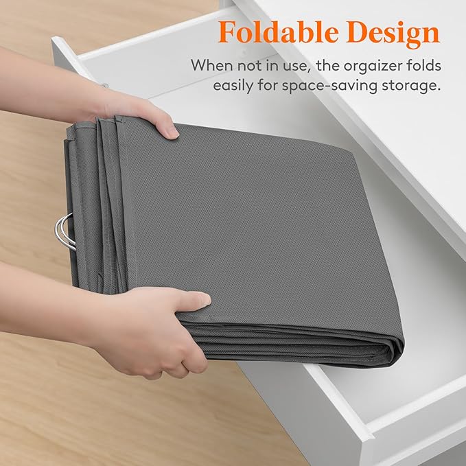 Lifewit Dual-Row Shelf Hanging Closet Organizer and Storage, Clothes Shelves with 3 Sturdy Hooks for Clothing Organization, F