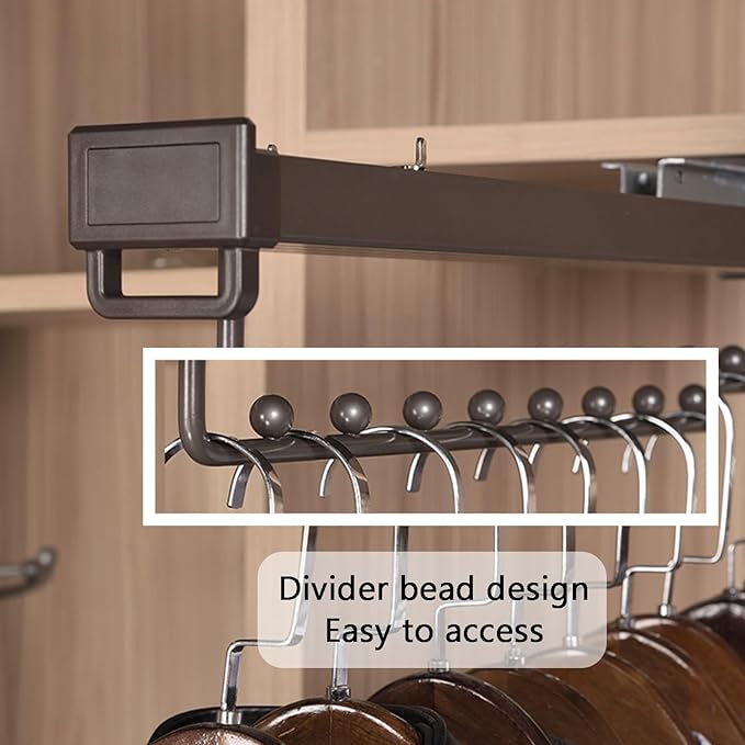 Pull-out Clothes Rail, Extendable Clothes Hanger, Bearing 35kg, Closet Clothes Rod, Damping Double Slide Rail, Valet Rod (Col