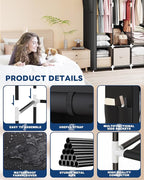 Mavivegue Portable Closet, 50 Inch Wardrobe Closet, Portable Closets for Hanging Clothes with 3 Hanging Rods and 6 Storage Sh