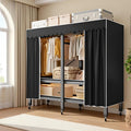 Heavy Duty Portable Wardrobe, Metal Foldable Covered Clothes Rack, 1500LBS, Freestanding Closet System Rolling Garment Rack, 