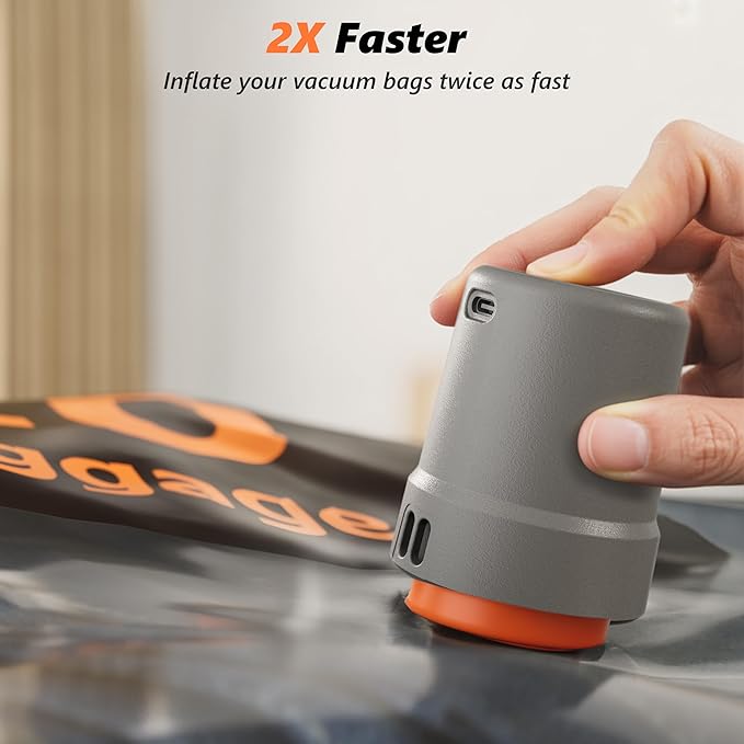SUOCO Travel Vacuum Pump for Vacuum Storage Bags, Mini USB Rechargeable Portable Cordless Electric Pump for Compression Seal 