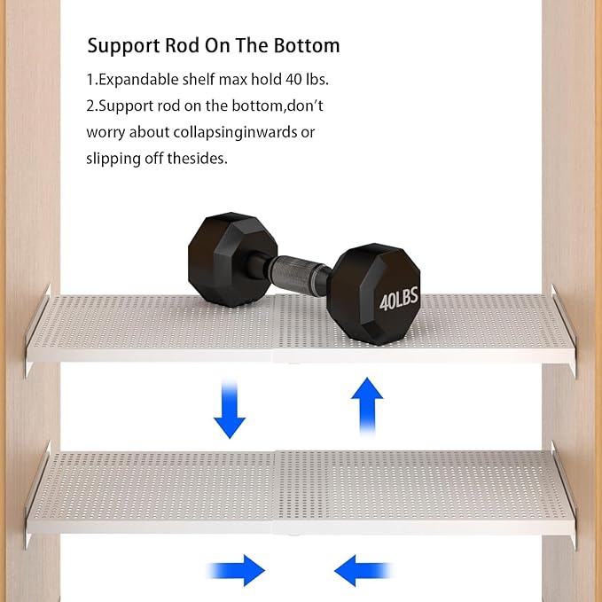 Adjustable Closet Shelves Divider, Expandable Metal Hanging Shelves Closet Separator for Closet Cabinet Wardrobe Cupboard Bed