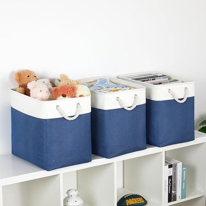 Bidtakay Extra Large Storage Baskets for Shelves 3 Pack Fabric Storage Bins for Organizing Linen Collapsible Organizer for Cl