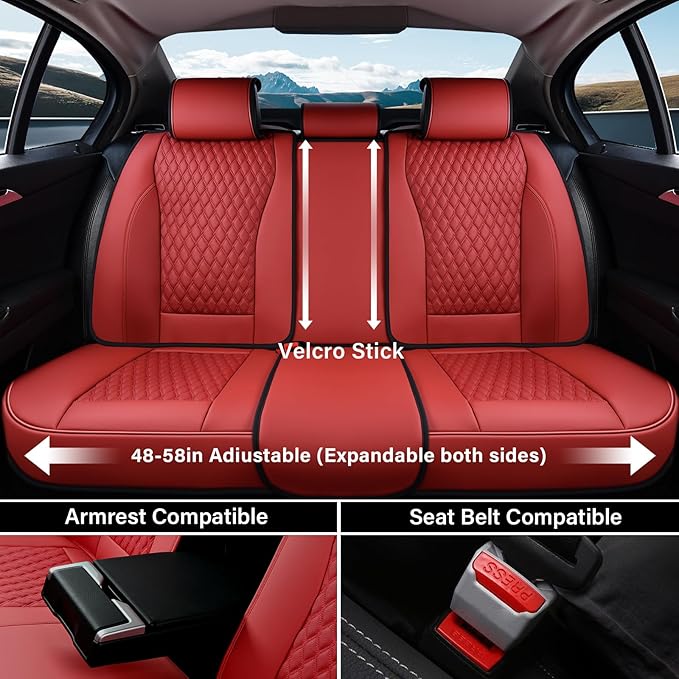 Coverado Car Seat Covers Full Set, Waterproof Nappa Leather Seat Covers for Cars, Front and Back Car Seat Protector, Luxury C