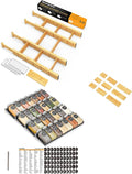 SpaceAid Bamboo Drawer Dividers with Inserts and Labels, 4 Dividers with 9 Inserts (17-22 in), Spice Drawer Organizer with 28