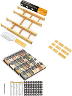 SpaceAid Bamboo Drawer Dividers with Inserts and Labels, 4 Dividers with 9 Inserts (17-22 in), Spice Drawer Organizer with 28