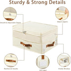 Bed Sheet Organizers and Storage, 4 Pack Linen Closet Organizers with Adjustable Zipper, Foldable Bedding Storage for Queen o