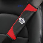 HYL World 2PCS Car Accessories Leather Car Seat Belt Cover Seat Belt Shoulder Pads with Bling Crystal Crown Decor,Red
