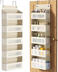 Over The Door Organizer with 5 Large Pockets, Over the Door Storage 10 Side Pocket 44 lb Load Behind Door Storage, Closet Doo