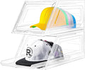 2 Pack Hat Organizer for Baseball Caps,Large Clear Cap Organizer with Drawer,Hats Holder Box for Closet with Sliding Tray,Sta