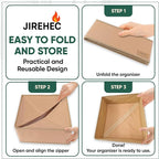 Clothes Organizer, Transform Your Drawers in Seconds - Cream Set of 6 Foldable Storage Boxes with Zipper, Durable 600D Fabric