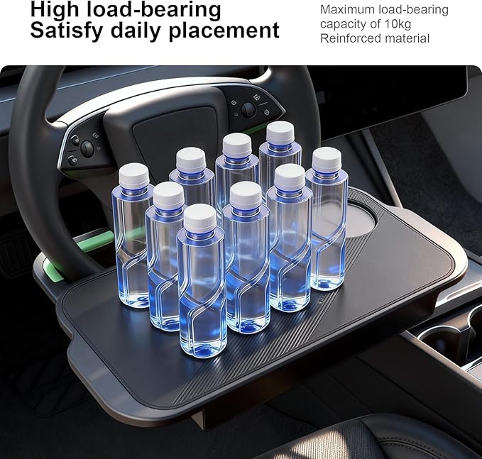 2-in-1 Car Steering Wheel Desk Tray & Car Seat Gap Filler Organizer - Silicone Look Table for Laptop, Eating Food, Writing -