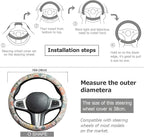 White Rabbit Mushroom Steering Wheel Cover Auto Jacquard Steering Wheel Protector, Anti-Slip, Breathable, Absorbing Sweat, Un