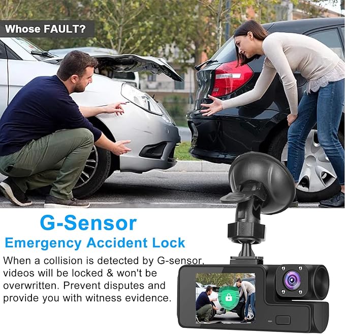 1080P Dual Dash Camera for Car Front and Inside Dashcam Car Security Video Recorder,170°Wide Angle Vehicle Cam,WDR,G-Sensor,2