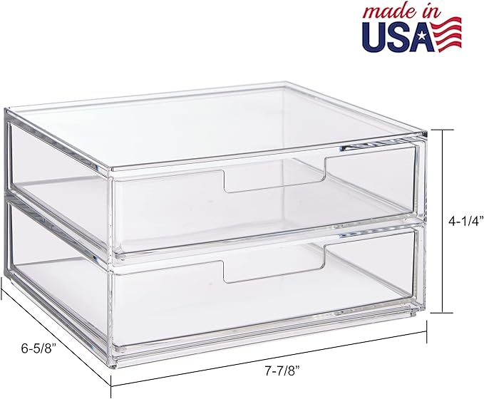 STORi Chloe Space-Saving Clear Drawer Organizer (4 Wide Drawers) Sort Office, Kitchen, Beauty Supplies, Makeup, Pens, Jewelry