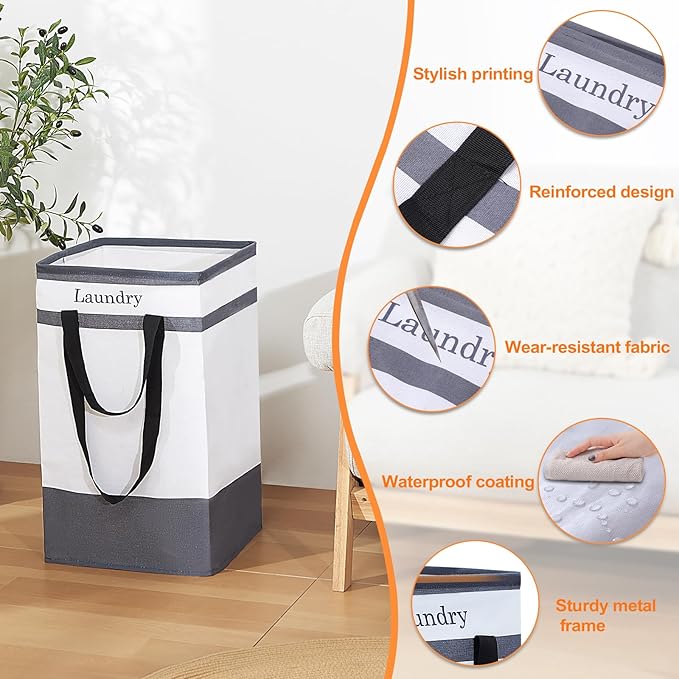 FairyHaus Laundry Basket 100L, 2Pack Laundry Hamper with Easy Carry Handles, Collapsible Laundry Baskets Hampers for Bathroom