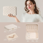 Lolalet Travel Jewelry Case for Women Girls, Travel Jewelry Organizer Box with Mirror & Clear Storage Bag, Small Portable Ear