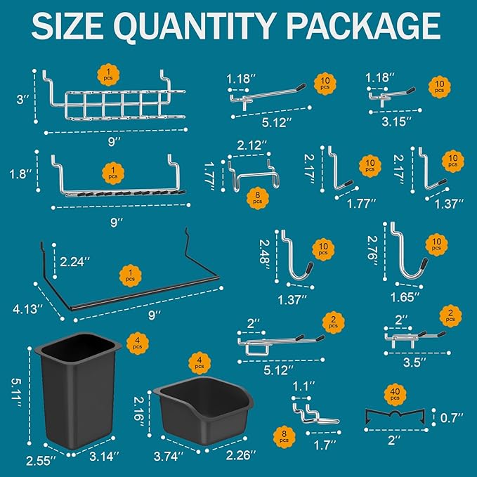 Peg Board Kit, Includes Pegboard and Accessories,with Hooks and Bins,Peg Board Wall Organizer for Office,Ornaments Display,Cr