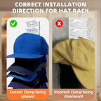 Spring Clip Hat Organizer for Baseball Caps – 2 Pack, Wall Hat Rack for Door & Closet – Keeps 20 Hats Tidy in Garage, Dorm, M