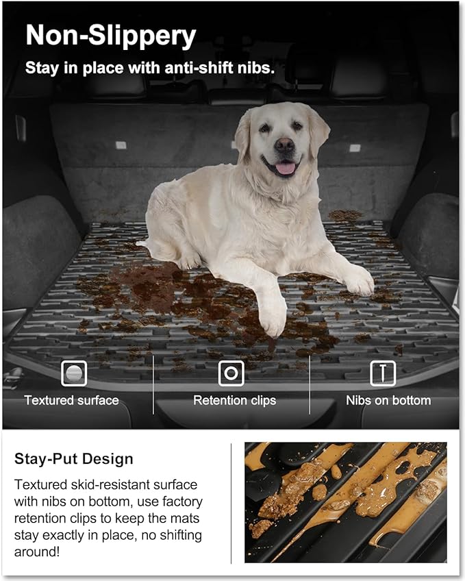 KIWI MASTER Floor Mats & Cargo Mat for 2016-2021 Jeep Grand Cherokee, OEM Replacement 82215577 82212085, All Weather Car Mats, Heavy Duty TPE Floor Liners, Front & Rear & Tray Trunk Mat Set, Black
