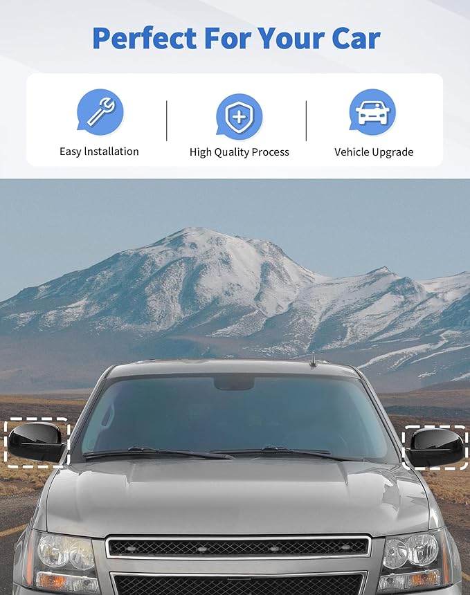 Rearview Mirror Fully Caps Covers Compatible with 2007-2014 Chevy Silverado GMC Sierra Avalanche Tahoe Suburban Yukon Escalade ESV Left Right Side View Mirror Cover Caps, Carbon Fiber