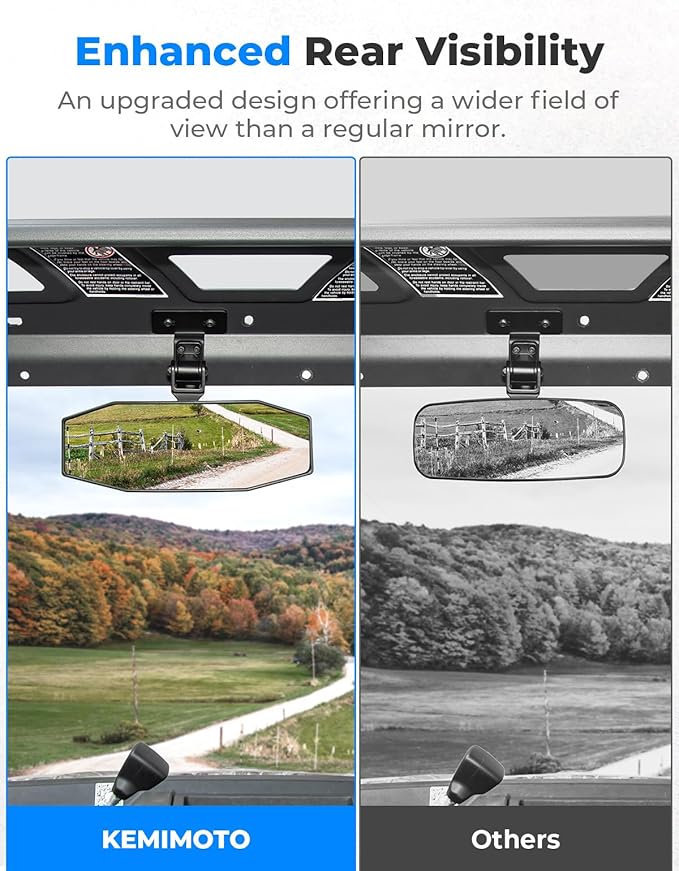 KEMIMOTO Rear view Mirror Compatible with CFMOTO UFORCE 1000/1000 XL & Polaris Ranger 1000 XP 900 500 570 / Crew, Features Stable Top Mounting No Vibration, Multi-Angle Adjustment Accessories
