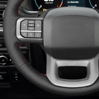 MEWANT DIY Black Smooth Woven Embossed Faux Leather Steering Wheel Cover for Ford F150 Lightning F350 2024 Expedition