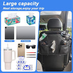 Upgraded Car Tissue Holder,Car Seat Back Organizer With Cup Holder,Premium PU Leather Headrest Seat Back Storage Fits For Kleenex Tissue Box (50-230ct)