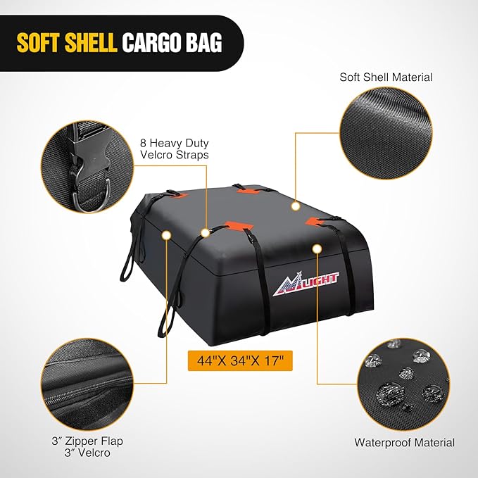 Nilight 51" X 36" X 5" Universal Roof Rack Cargo Basket Heavy-Duty 200LBS Capacity Rooftop Cargo Carrier Luggage Holder & Soft Waterproof|Cargo Bag|Net|Ratchet Straps for SUV Truck Vehicle