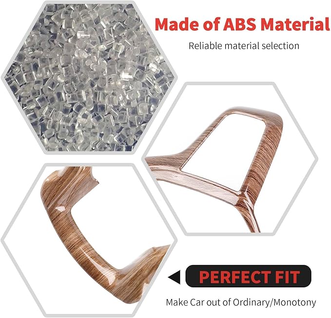 Steering Wheel Trim Cover Frame Decoration Interior Accessories Compatible with Chevrolet Silverado 2019-2023,for Chevrolet Tahoe 2021-2023,for Suburban SUV 2020-2023,Wood grain
