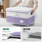 PRANDOM Storage Bins with Lids [3-Pack] Linen Fabric Foldable Storage Boxes Organizer Containers Baskets Cube with Cover for 