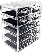 Sorbus Acrylic Makeup Organizer Set, 7-Drawer Vanity & Countertop Cosmetic Storage with Small & Wide Drawers, Diamond Makeup 